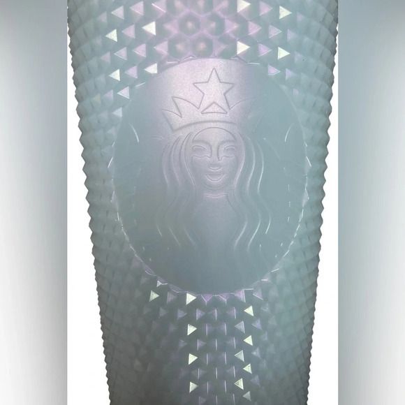 STARBUCKS Venti 24oz Tumbler Cup Iridescent Icy White Lilac Studded Durian NWT - Picture 3 of 8